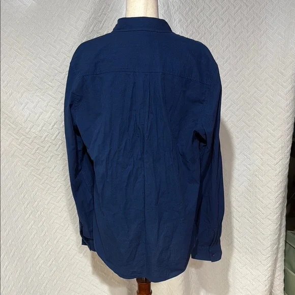 Mens Navy Button-Up Shirt - Picture 2 of 2